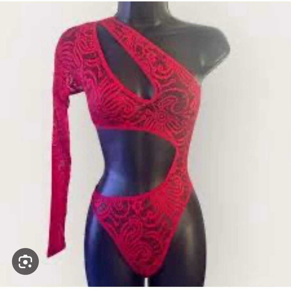 Women's Fredericks of Hollywood Bodysuit, Large, Red